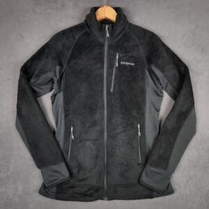 Patagonia R2 Fleece Jacket Womens Medium Black Full Zip Hybrid Polartec 25148